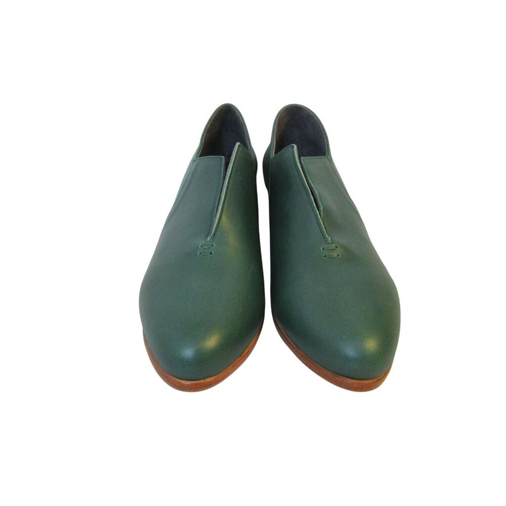 ELF Handmade Green Leather Slip-On Heels For Women Size 10 NEW/NEVER WORN Classy